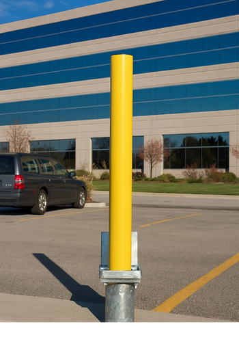 Heavy-Duty Telescopic Parking Post – Anti-Theft Security Bollard with Integrated Lock, High-Visibility Yellow by BarriersCo