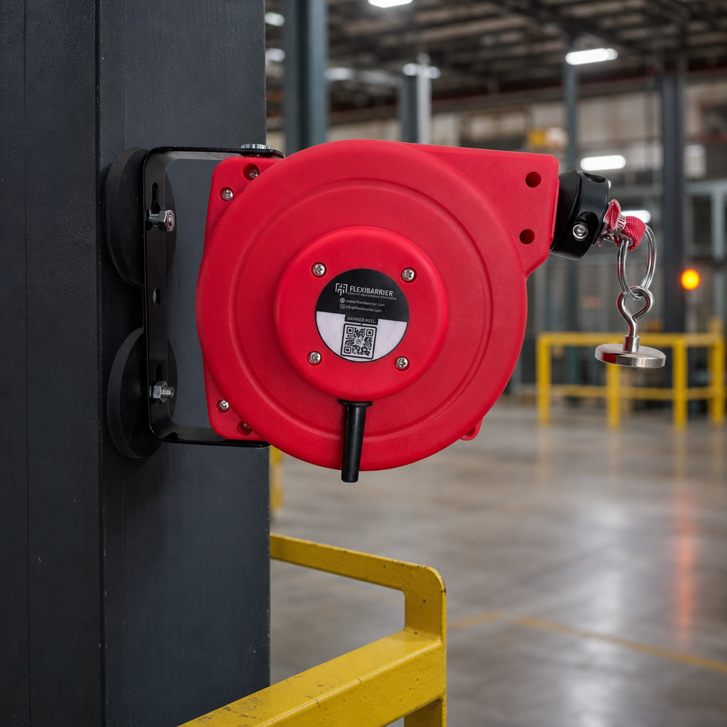 Heavy Duty Magnetic Safety Barrier Reel for Area Control