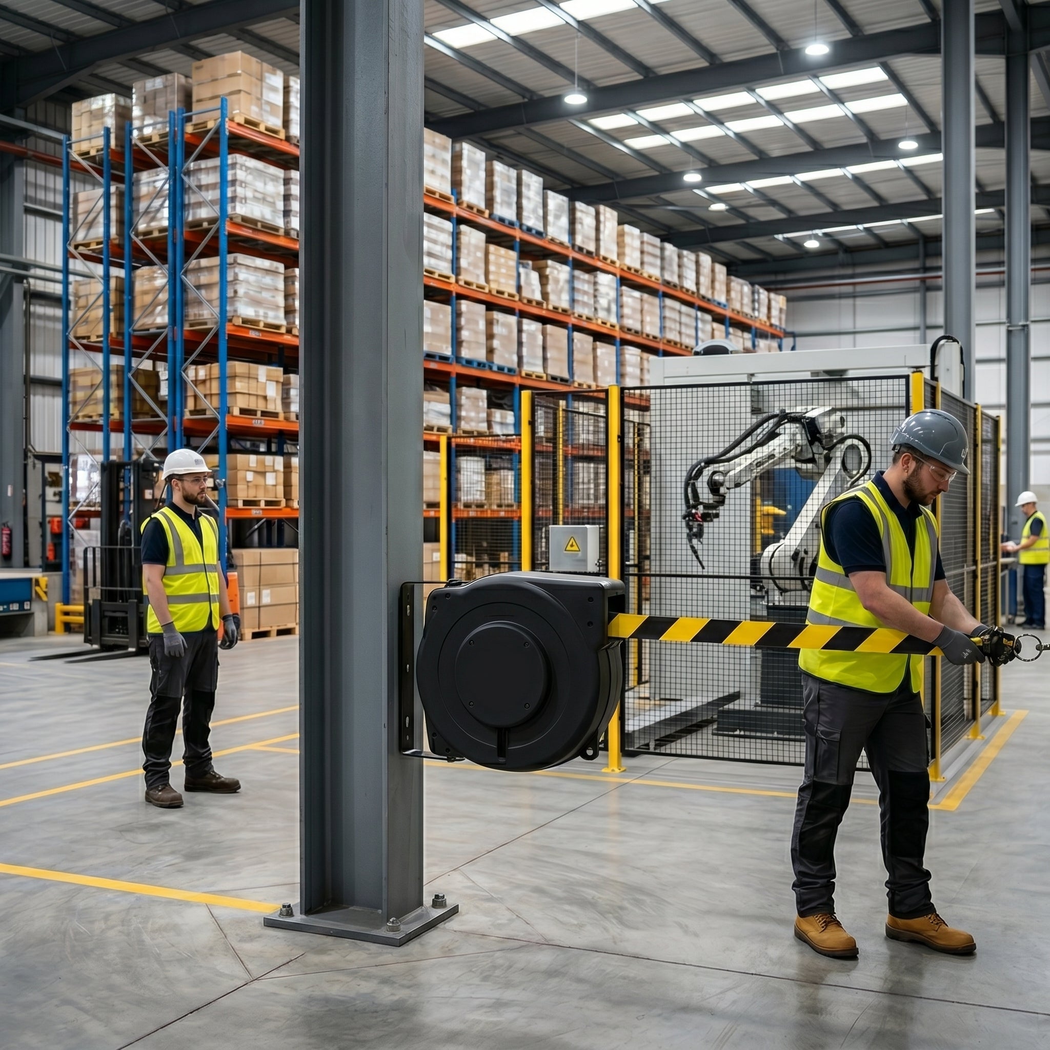 Heavy Duty Magnetic Safety Barrier Reel for Area Control
