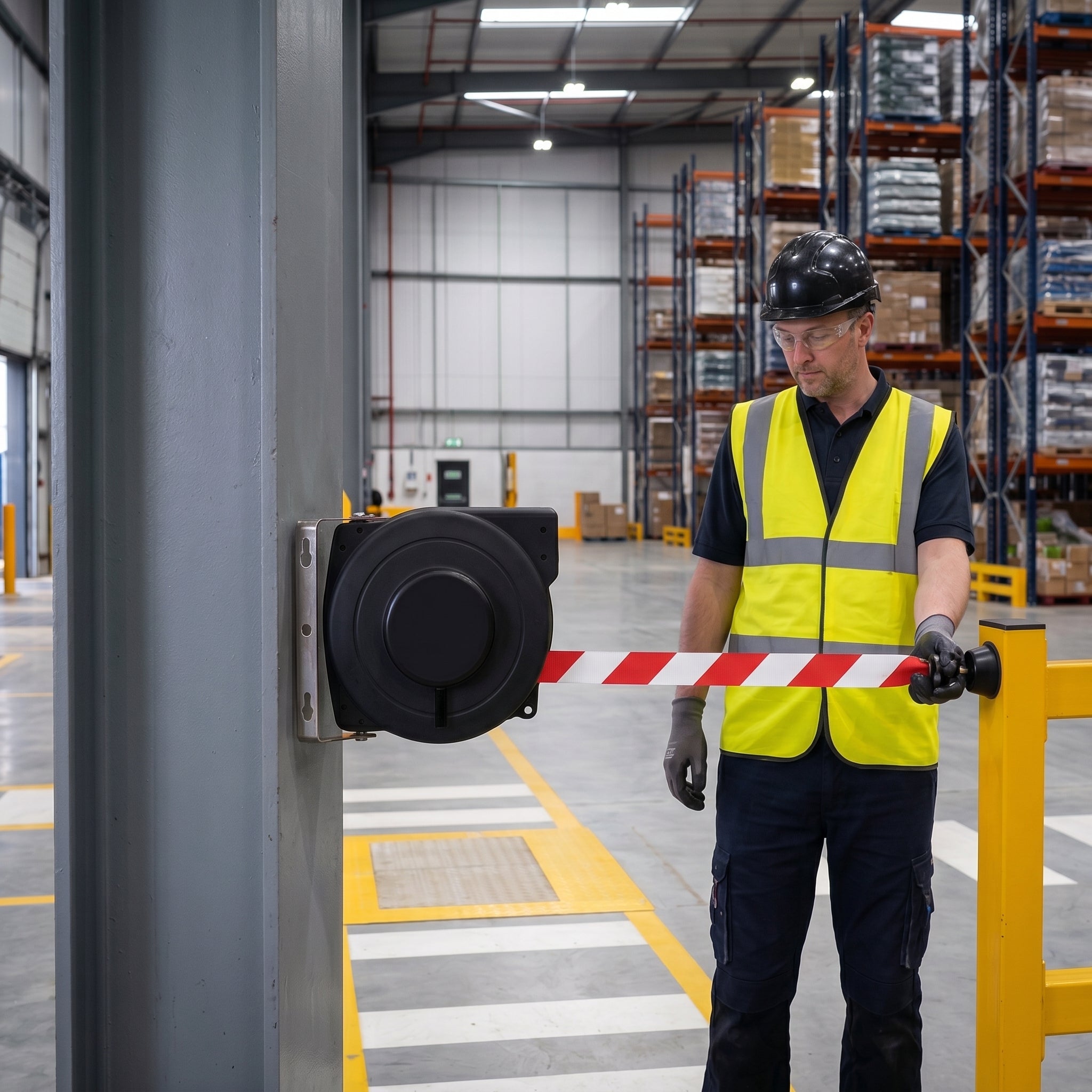Heavy Duty Magnetic Safety Barrier Reel for Area Control