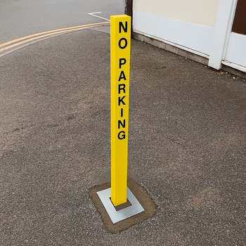 Heavy Duty Yellow Removable Security Post – “No Parking” Sign | Anti-Theft Bollard for Driveways & Commercial Use