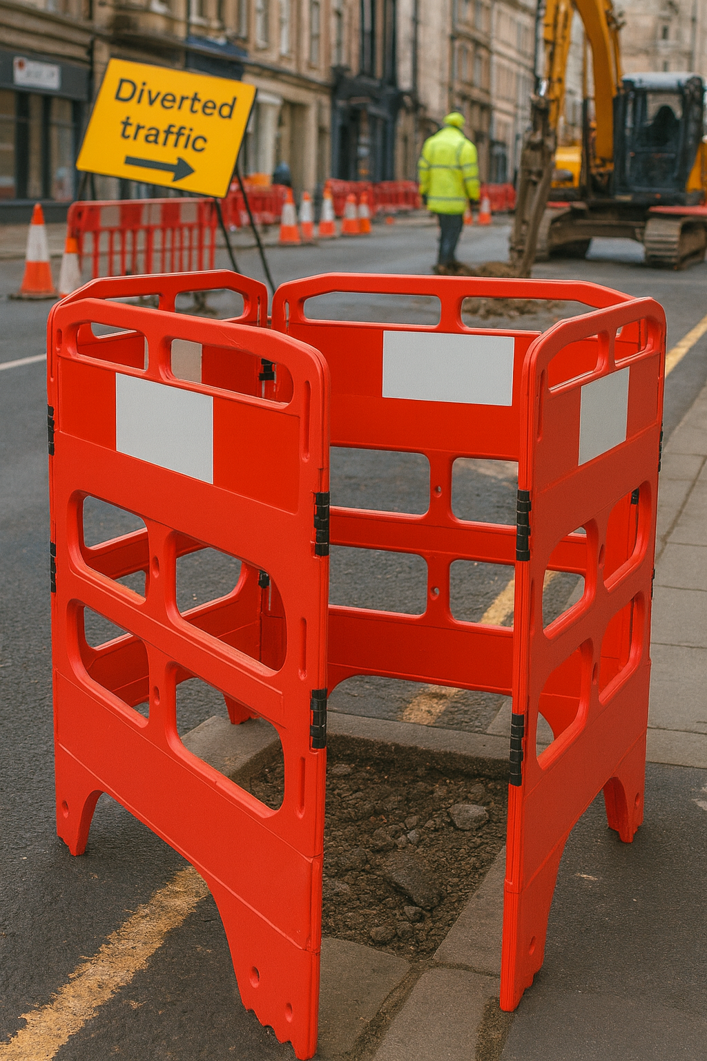  High-Visibility 4-Gate HDPE Pedestrian Safety Barrier 2