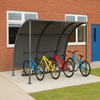 Leyton Cycle Shelter – Galvanised Steel Frame, Open-Sided with Galvanised Roof (1m–5m + Extensions)