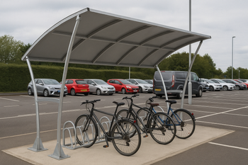 Newton Cycle Shelter – Heavy-Duty Galvanised Steel Frame with Curved Galvanised Roof, Open Sided (2m–5m Lengths + Extension Bays)