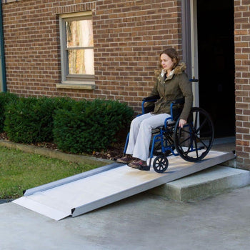Portable Adjustable Aluminum Wheelchair Ramp • 3 ft to 12 ft • Lightweight, Non-Slip, Durable