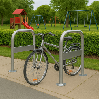 Premium RevoPort Cycle Stand with Integrated Signage – Secure Bike Parking for 2 Bicycles | Galvanised, Stainless Steel, or Powder-Coated Finish