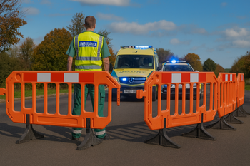 TRAFFIC-LINE HDPE Blow-Moulded Barrier – 1 000 mm H × 2 000 mm L – High-Visibility Orange with Red/White Reflective Panel
