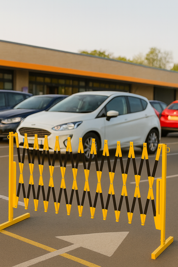Traffic-Line Flexi-Light Extendable Trellis Barrier – Yellow & Black, Expands to 3.6 m