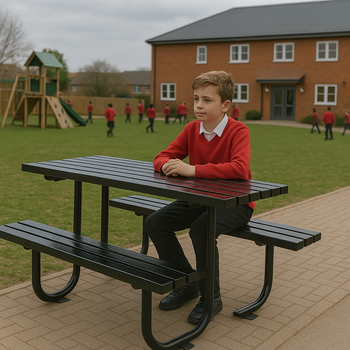 Vantrex 1800mm Galvanised Steel Picnic Table – Heavy-Duty Bolt-Down Outdoor Table for Schools, Parks & Business Sites