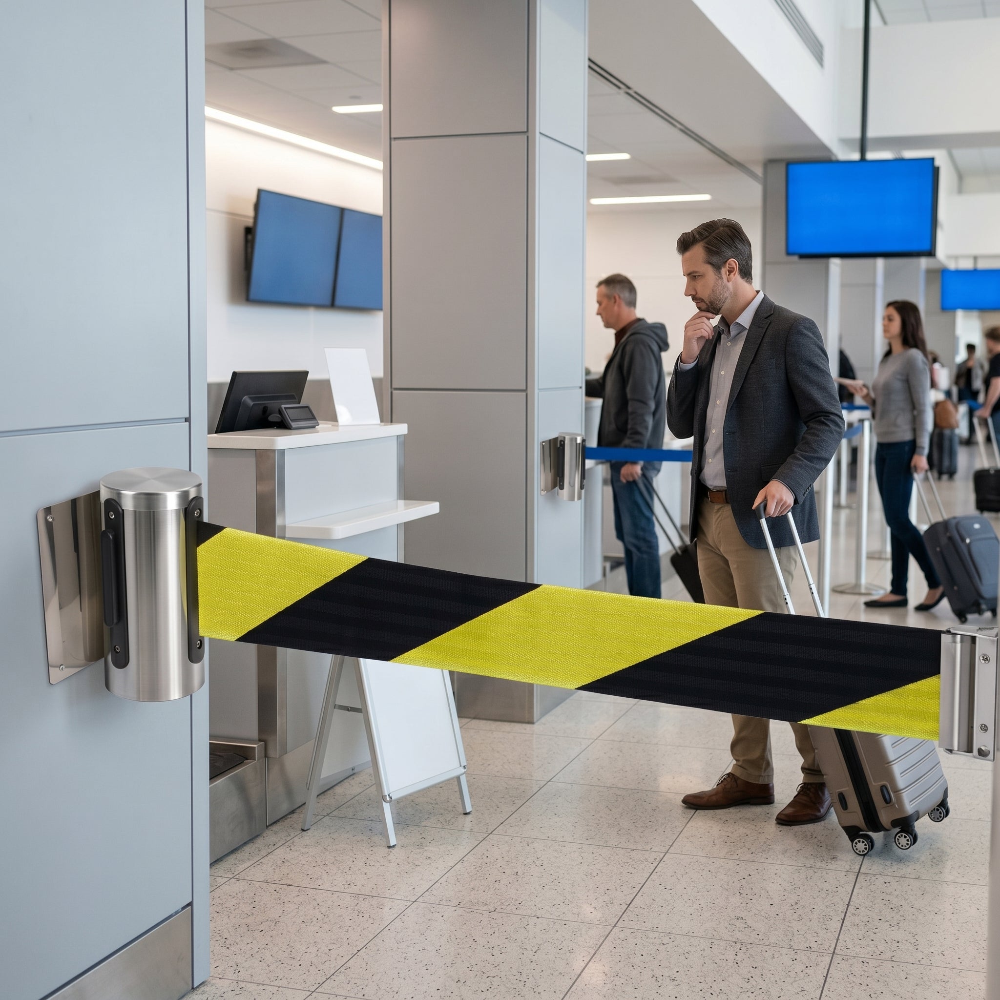 Wall Mounted Barrier with Durable Steel Housing for Short-Term Events