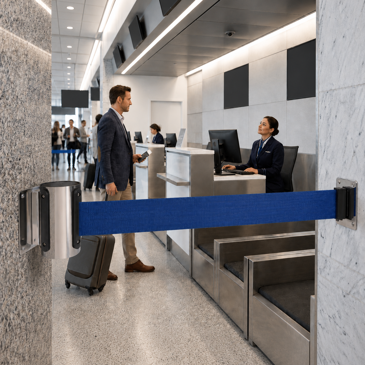 Wall Mounted Barrier with Durable Steel Housing for Short-Term Events