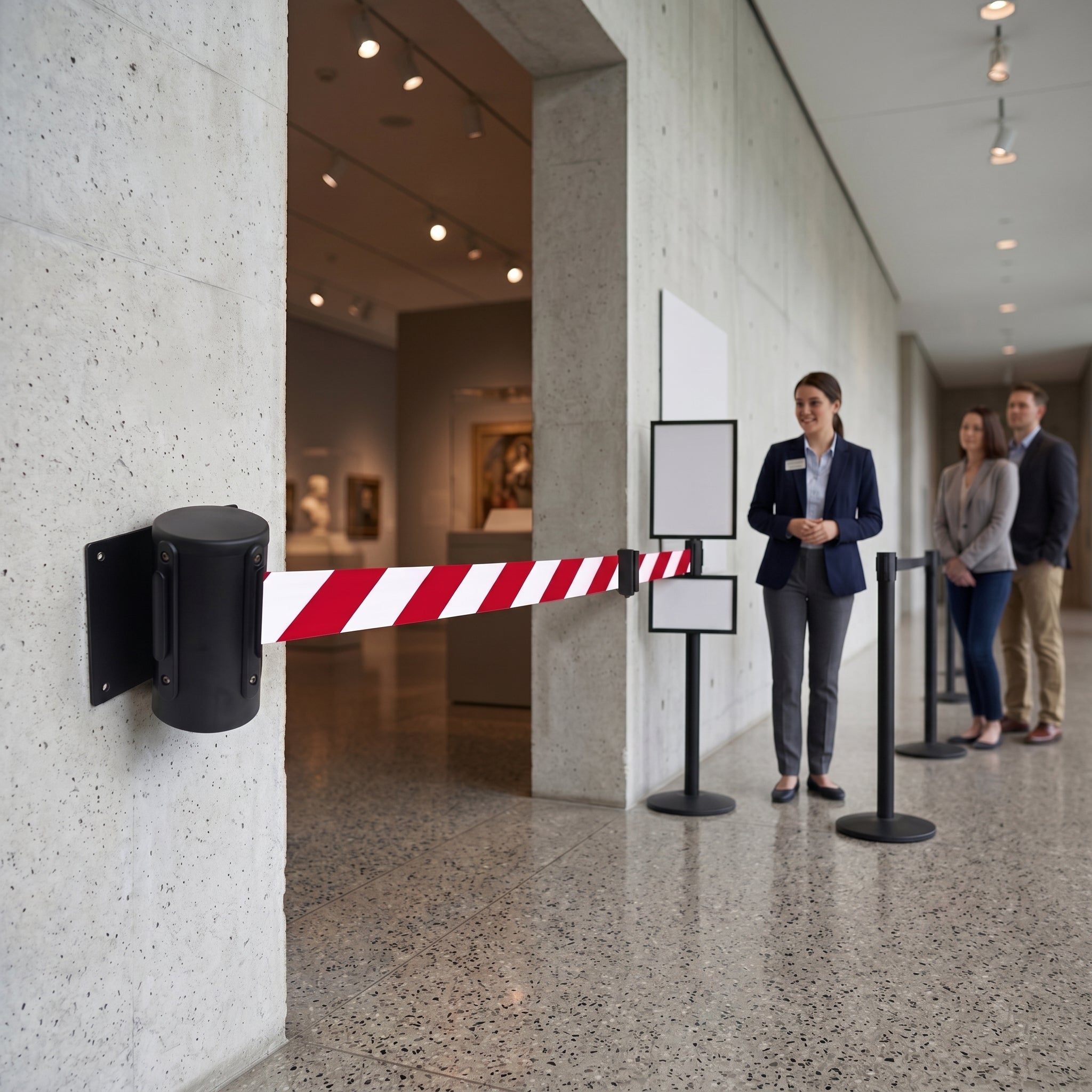Wall Mounted Barrier with Durable Steel Housing for Short-Term Events