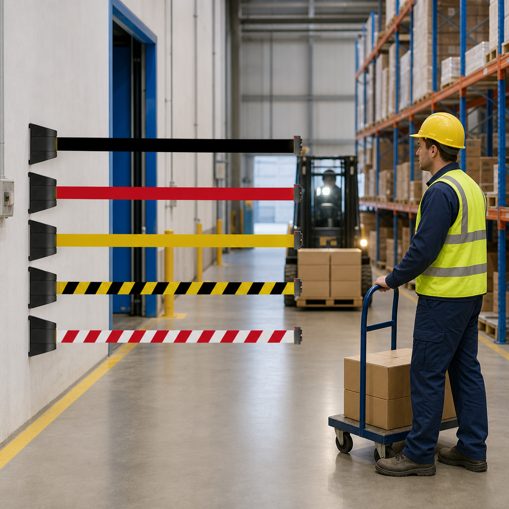 Wall Mounted Magnetic Barrier Belt for Industry & Warehousing (4.5 or 10m)