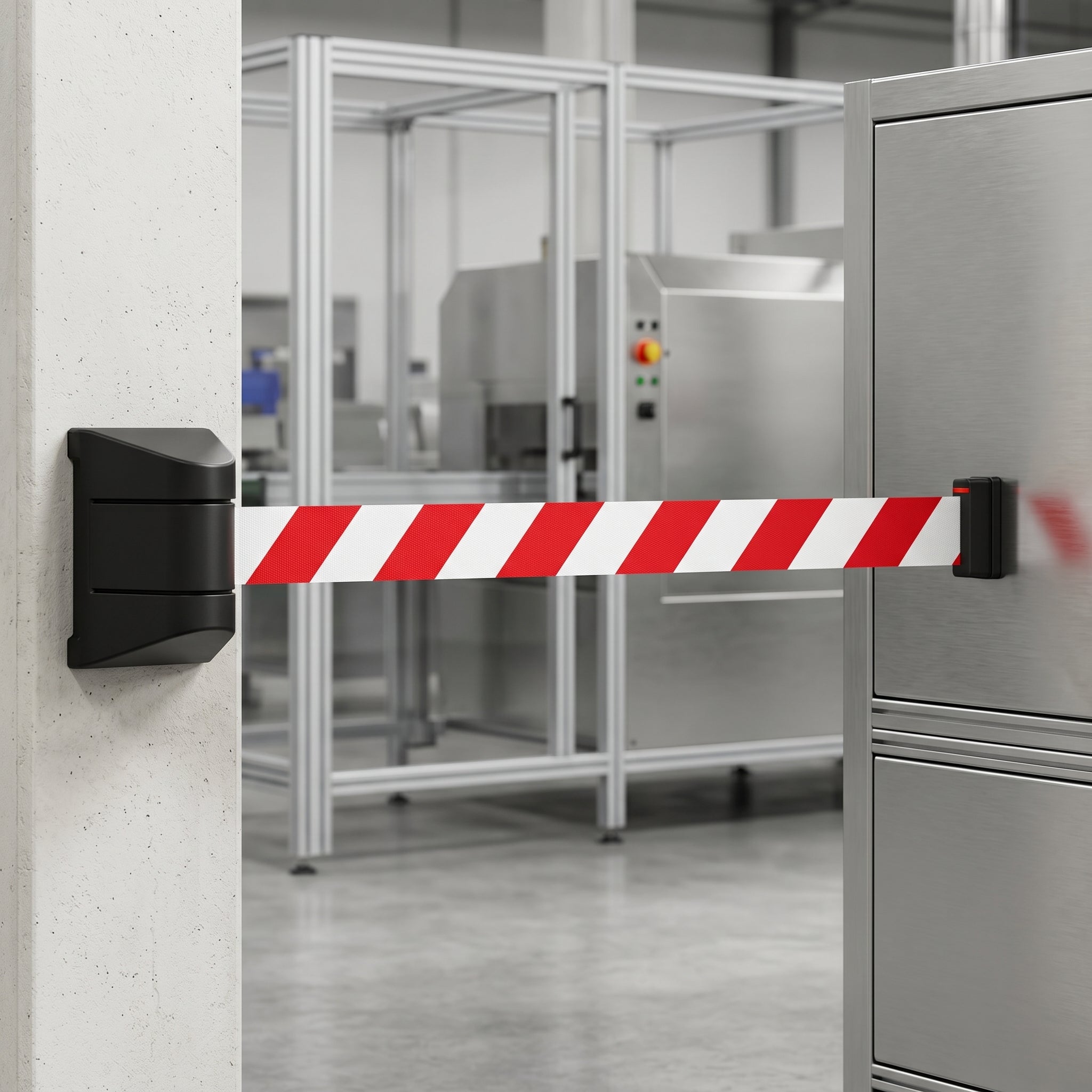 Wall Mounted Magnetic Barrier Belt for Industry & Warehousing (4.5 or 10m)