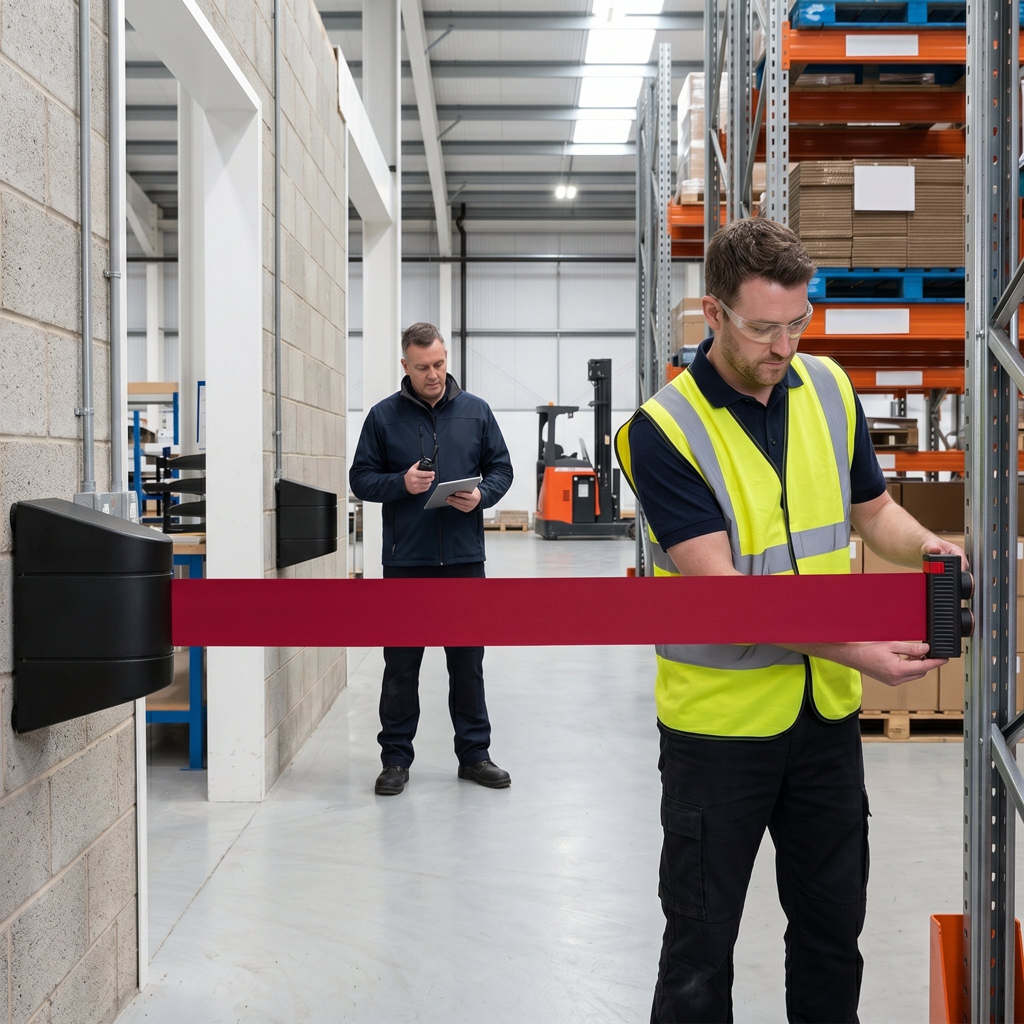 Wall Mounted Magnetic Barrier Belt for Industry & Warehousing (4.5 or 10m)