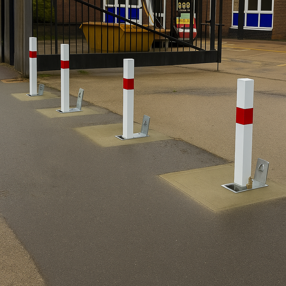 White & Red Removable Parking Security Post  4