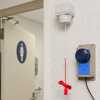 Wireless Disabled-toilet Alarm Kit – Pull-Cord Switch with Siren & Strobe, Up to 100 m Range