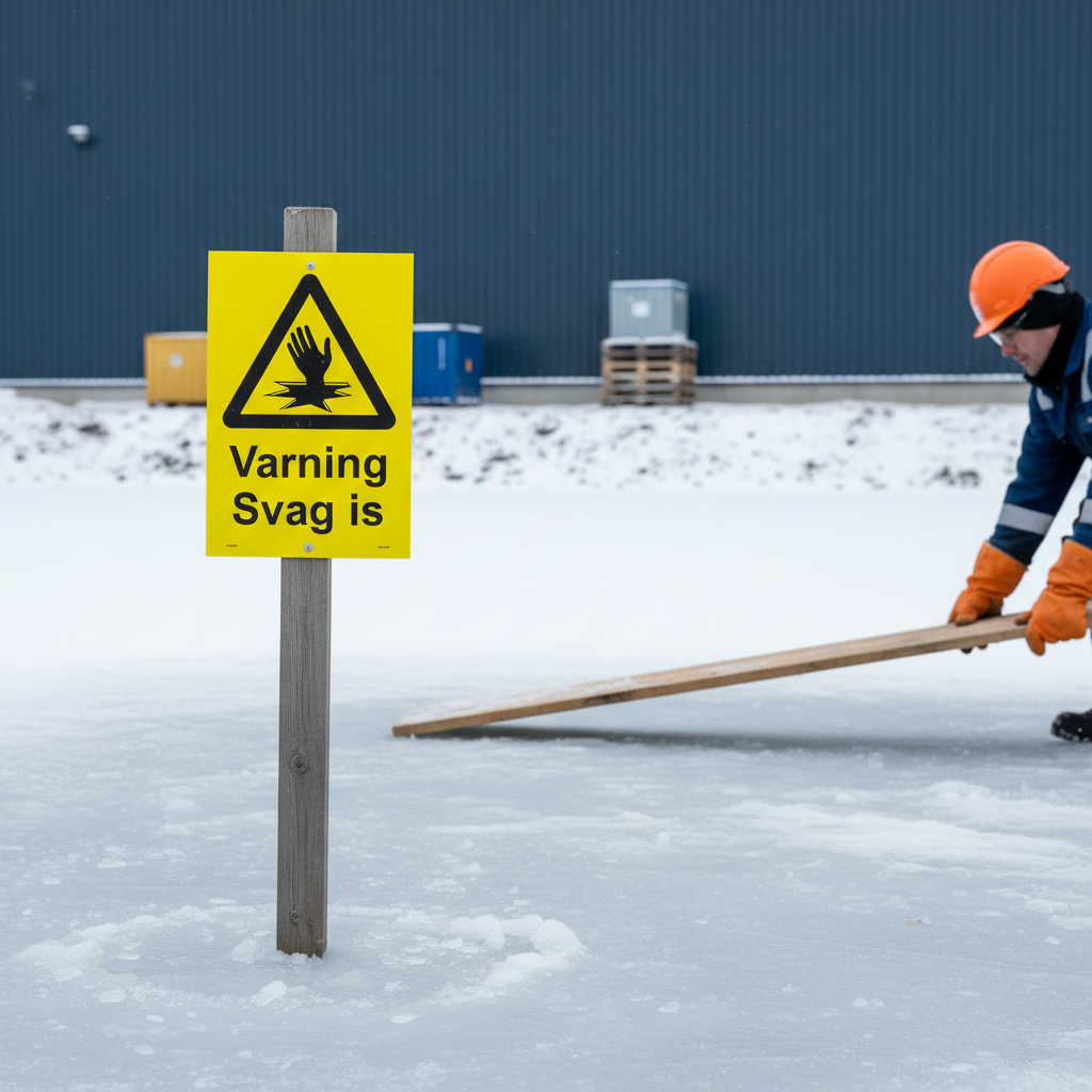 Professional Warning Sign for Weak Ice - Durable Material Options for Safety in Risk Areas