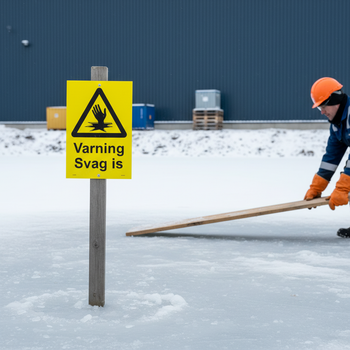 Professional Warning Sign for Weak Ice - Durable Material Options for Safety in Risk Areas