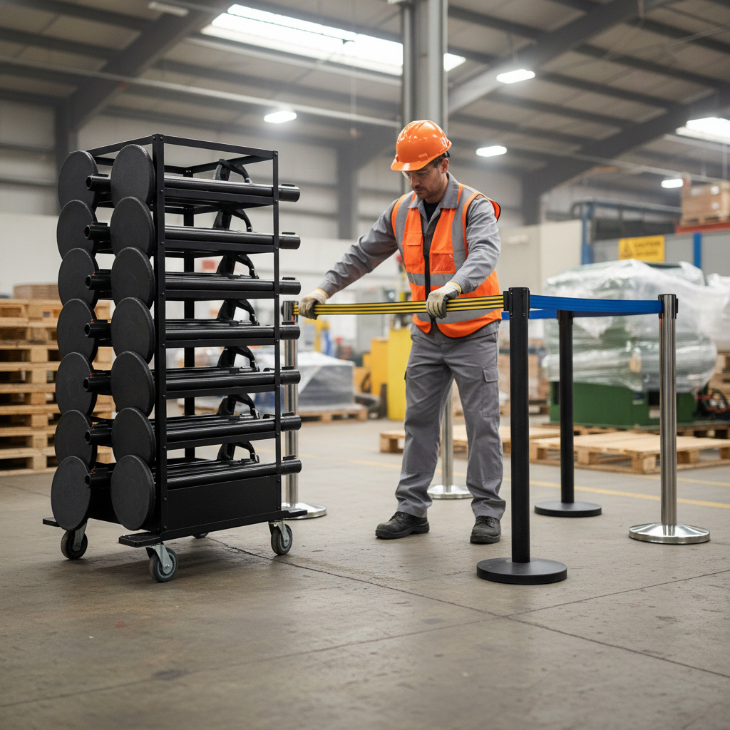 Premium Heavy Duty Belt Barrier Set with Trolley - 18 Stanchions for Crowd Control and Line Management