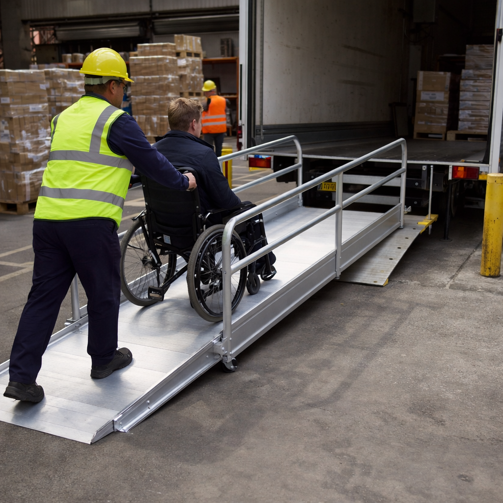 Vehicle Accessible Ramps – 2390mm Long – Folding Handrails – Commercial Use