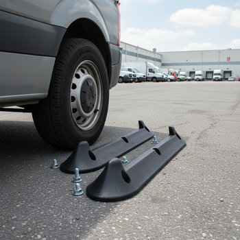 Premium Heavy Duty Parking Wheel Stop for Vehicle Safety - Durable Rubber Construction with High-Visibility Stripes and Weatherproof Design