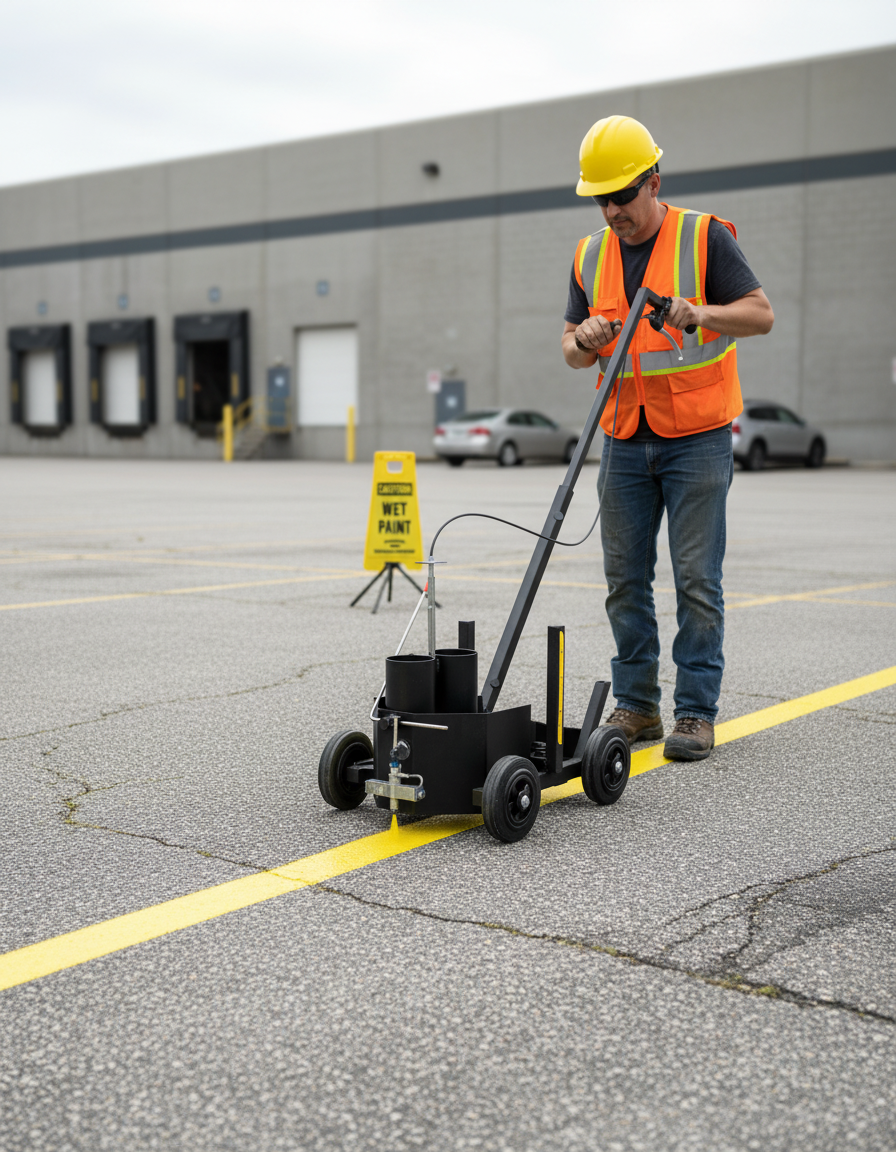 Premium Line Marking Cart for Consistent and Straight Floor Markings - Easy to Maneuver and Quick to Set Up