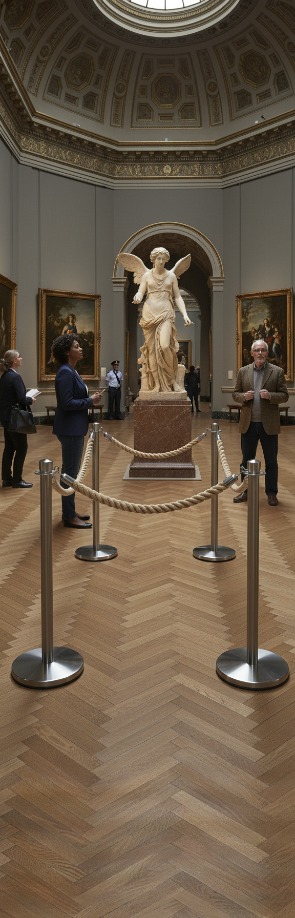 Premium Adjustable Height Stanchion for Museums - Steel Construction with Indoor Use Design