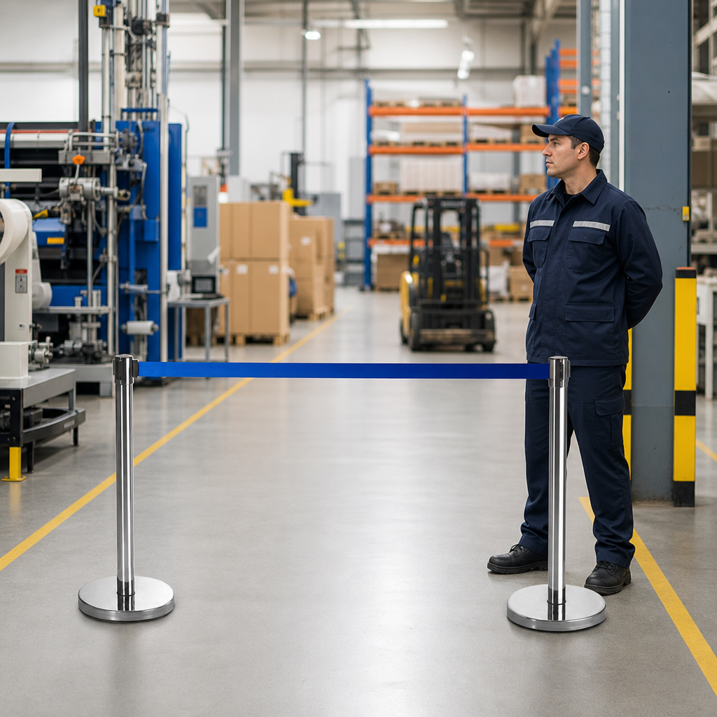 Belt Stanchion Set with 3m Blue Belt for Event Management (Pack of 2)