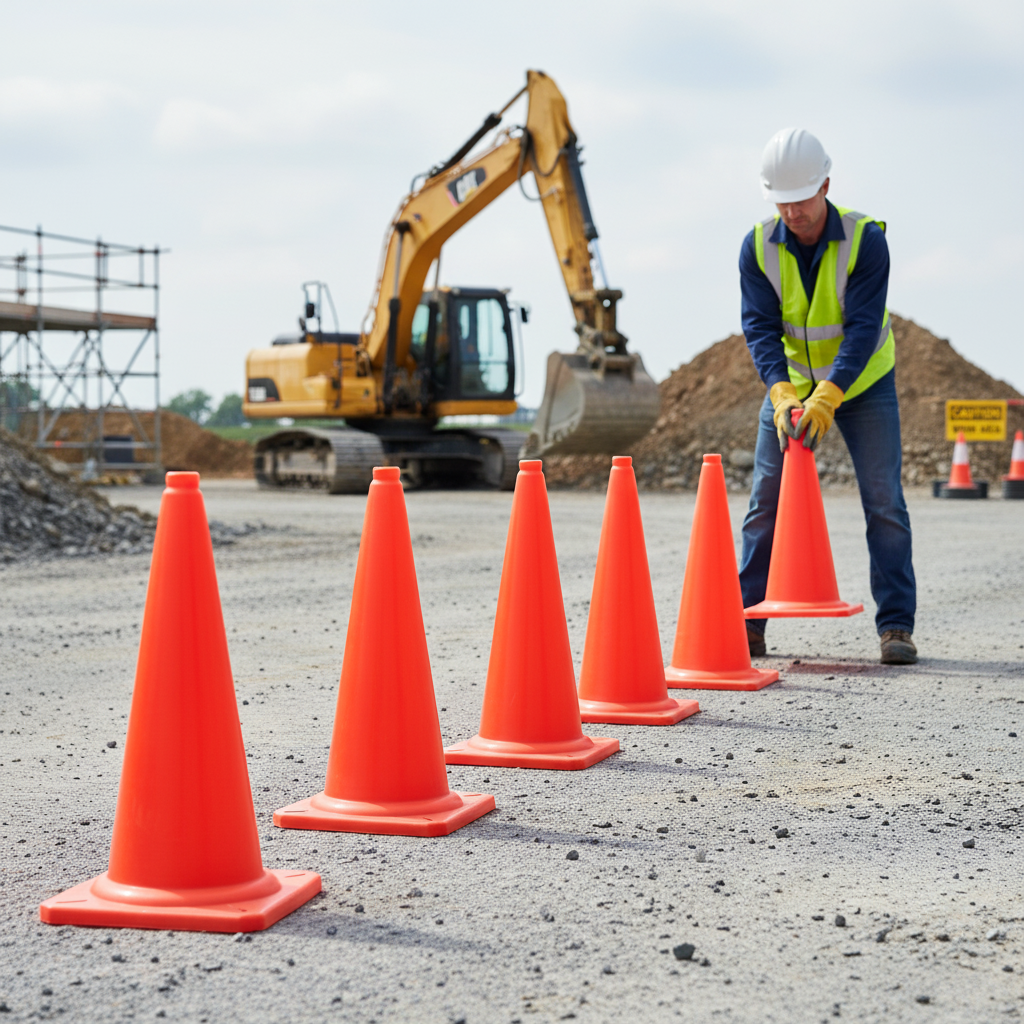 Premium Heavy Duty Traffic Cone Kit - 50cm Height, 10pcs, Durable Polythene with Rugged Rubber Base for Construction and Safety