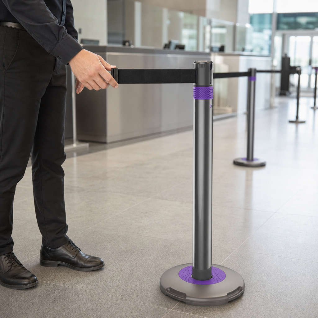 Retractable Queue Barrier 3.0m x 50mm for Indoor & Outdoor Use