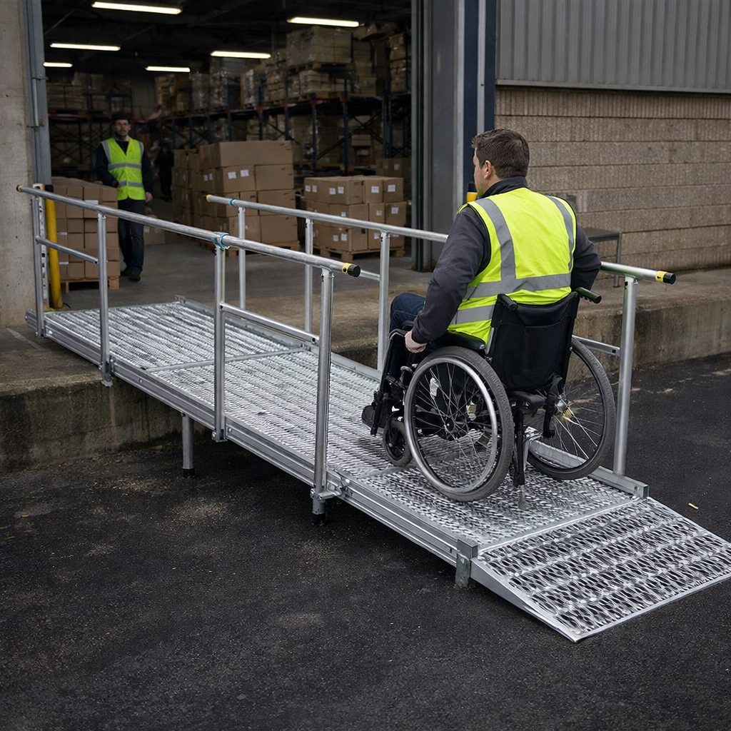 Aluminium Modular Ramp Kit – 900mm x 1000mm – Platform & Handrails – Wheelchair Access