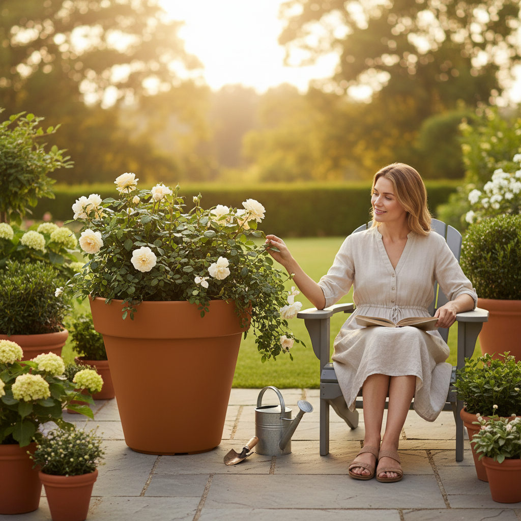 Premium Large Plastic Heritage Planter for Urban Greenery Enhancement with Optimal Drainage Design - side view | Barriers Co