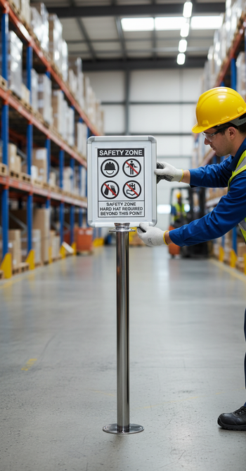 Premium Aluminium Sign Frame for A3/A4 Stanchions with Transparent PMMA Sheet for Easy Paper Insertion