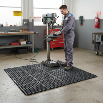 Premium Open Top Interlocking Anti-Fatigue Mat 92x92cm - Slip-Resistant, Wear-Resistant, and Drainage Design for Industrial and Outdoor Use