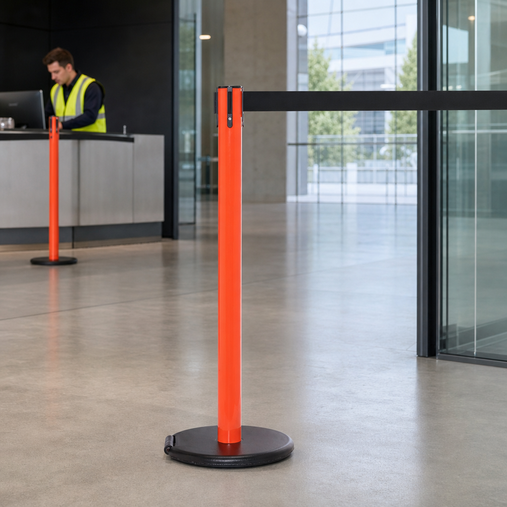Belt Barrier System 3.4m x 50mm with Roller for Safety Management