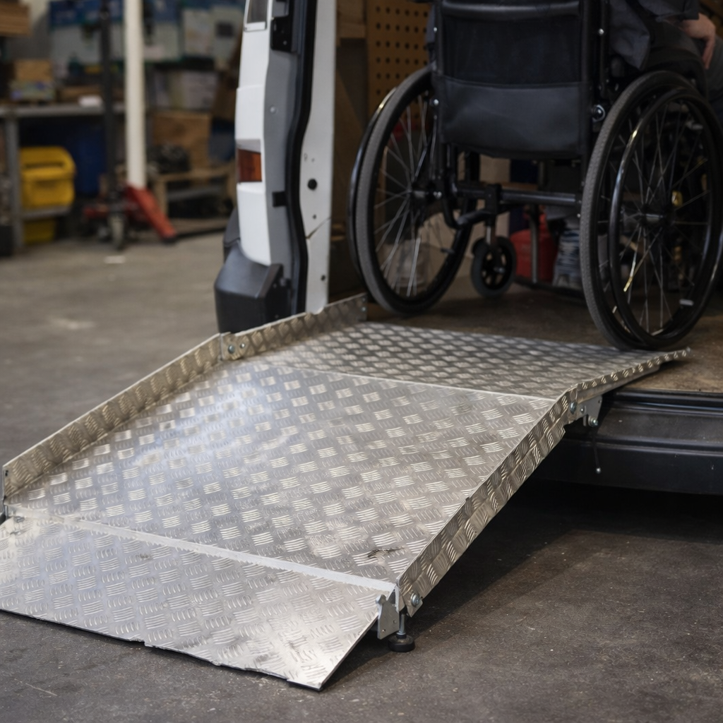 Folding Drive-In Ramp – 800mm + 450mm x 750mm – Adjustable – Threshold Access