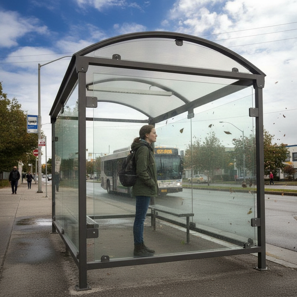 Premium Side Wind Protectors for Voute Shelters - 8mm Thick Transparent PMMA for Enhanced... - side view | Barriers Co