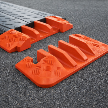 3 Channel Cable Protector – Orange End Caps – All-Weather Polyurethane – Cable Safety