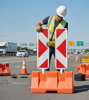 Premium Plastic Traffic Panel Type 60 - Lightweight Construction with Reflective Film for High Visibility and Directional Guidance