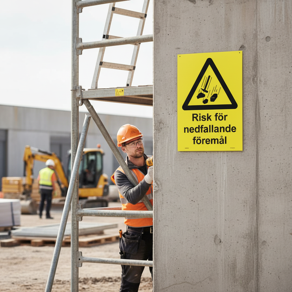 Premium Warning Sign for Falling Objects - Durable PVC and Aluminum Op