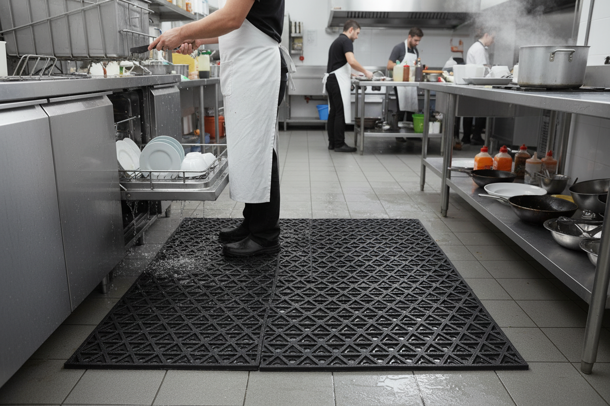 Premium Anti-Slip Rubber Mat with Open Structure for Effective Drainage, Ideal for Wet and Dry Environments