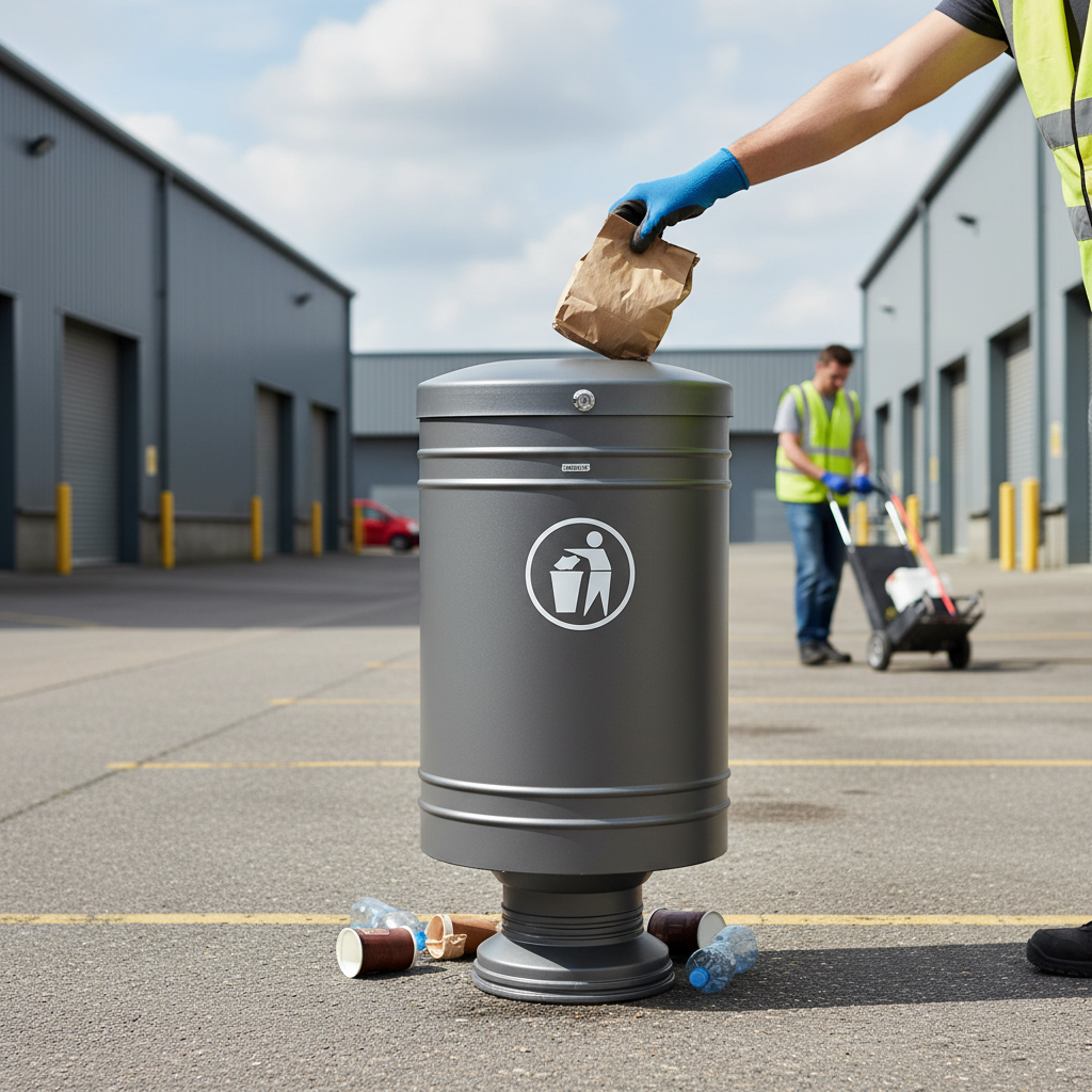 Premium Heavy Duty 60L Outdoor Litter Bin with Self-Extinguishing Lid and Easy Maintenance Features | Barriers Co