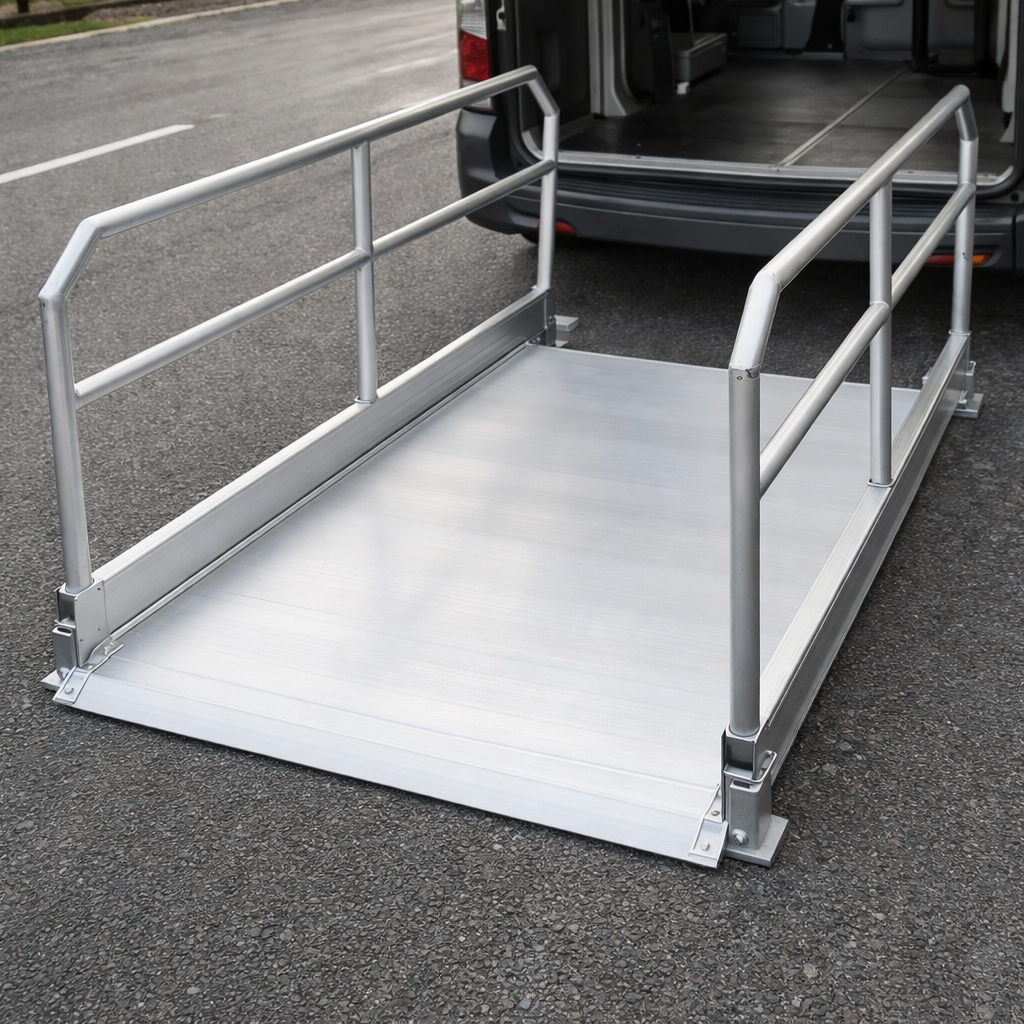 Vehicle Accessible Ramps – 1390mm x 1250mm – Handrails – Commercial Use