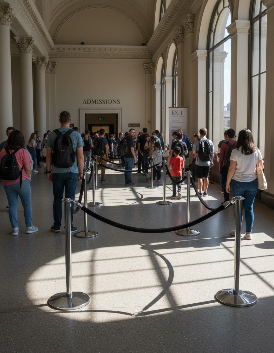 Premium Flat Top Post and Rope Barrier with Custom Finish Options, Height 990mm, Weight 9kg, and Durable Base Design