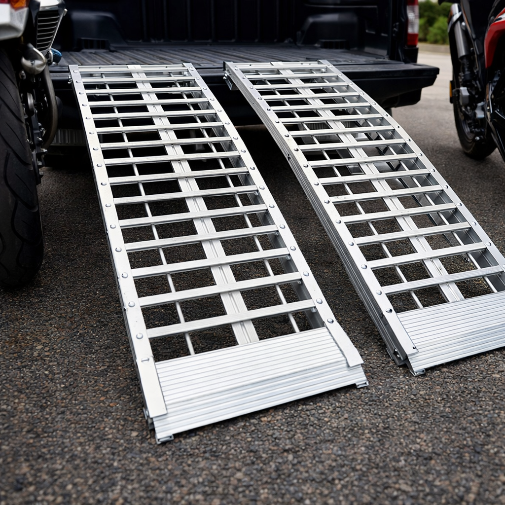 Extra Wide Motorcycle Ramp Kits – Black – 600-680kg Capacity – Outdoor Use