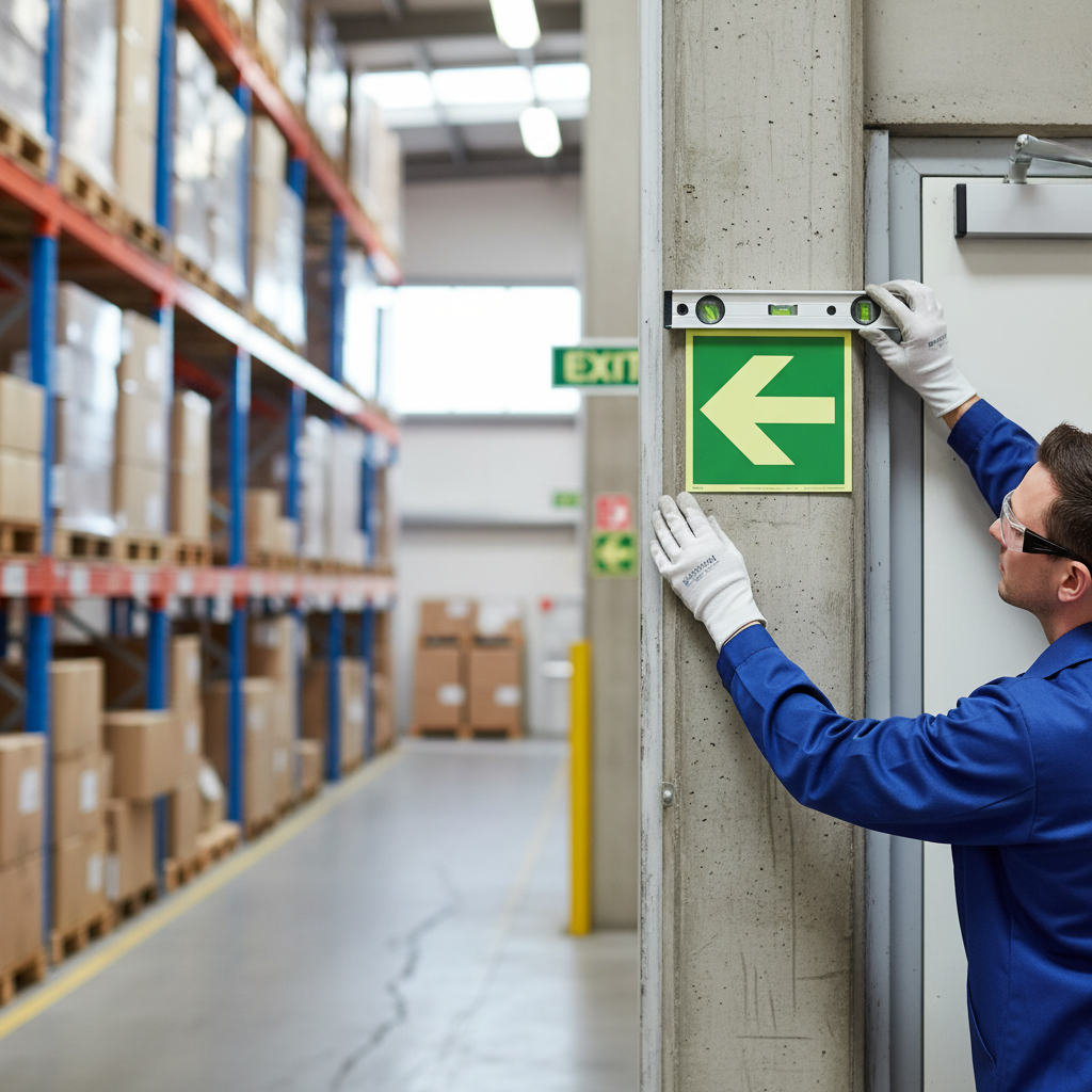 Premium Directional Sign with Rotating Arrow, High-Performance Photoluminescent Coating, Aluminum Construction, Available in Multiple Sizes