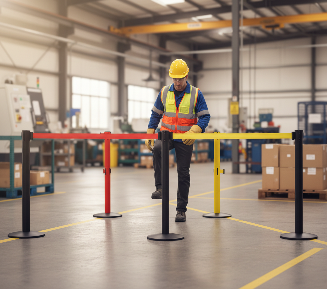 Premium Heavy Duty Weatherproof Retractable Barrier with Two 4.9m Belts for Outdoor Safety