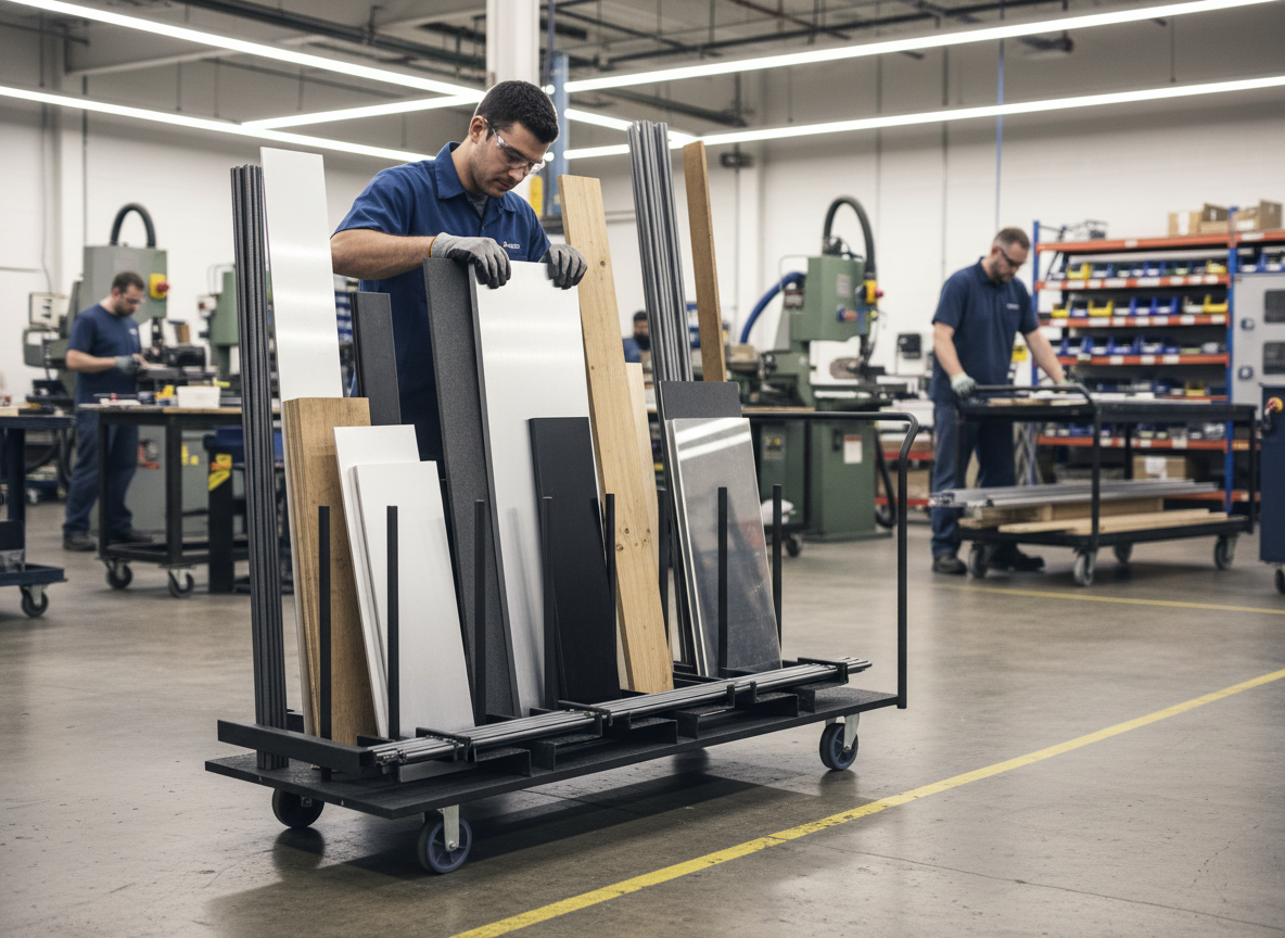 Heavy Duty Vertical Post Storage Cart for 18 Stanchions - Low Lift Design, Compact Dimensions for Easy Mobility