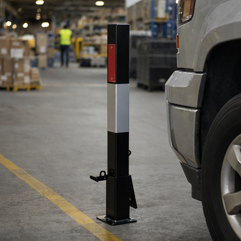 Removable Parking Bollard – Black/White – Easy to Fit – Commercial Use